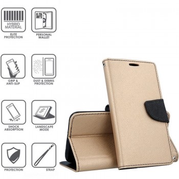 Atverčiamas dėklas-piniginė  auksinės spalvos (Samsung A50/A30S)